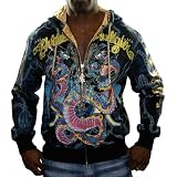 CHRISTIAN AUDIGIER Ed Hardy Platinum Snake Mens Hoodie Hooded Sweatshirt
