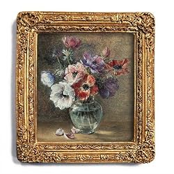 Anemones in a Vase - Gold Frame Magnet with pop-out easel (2-3/4" x 2-1/2")