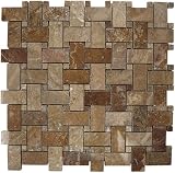 Clear view - basketweave emperador dark 12 x 12 mesh backed sheet