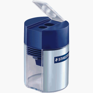 Handheld Double Hole Cylinder Pencil Sharpener, Blue/Silver STD512001 Category: Pencil Sharpeners