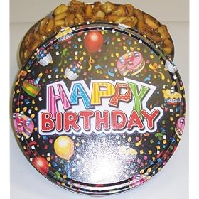 Scott's Cakes Honey-Mustard Pretzel Nuggets in a Large Happy Birthday Tin by Honey
