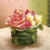 Di Poco Colore Bright - Roses, Phlox and Double Tulip in Paved Foliage Vase