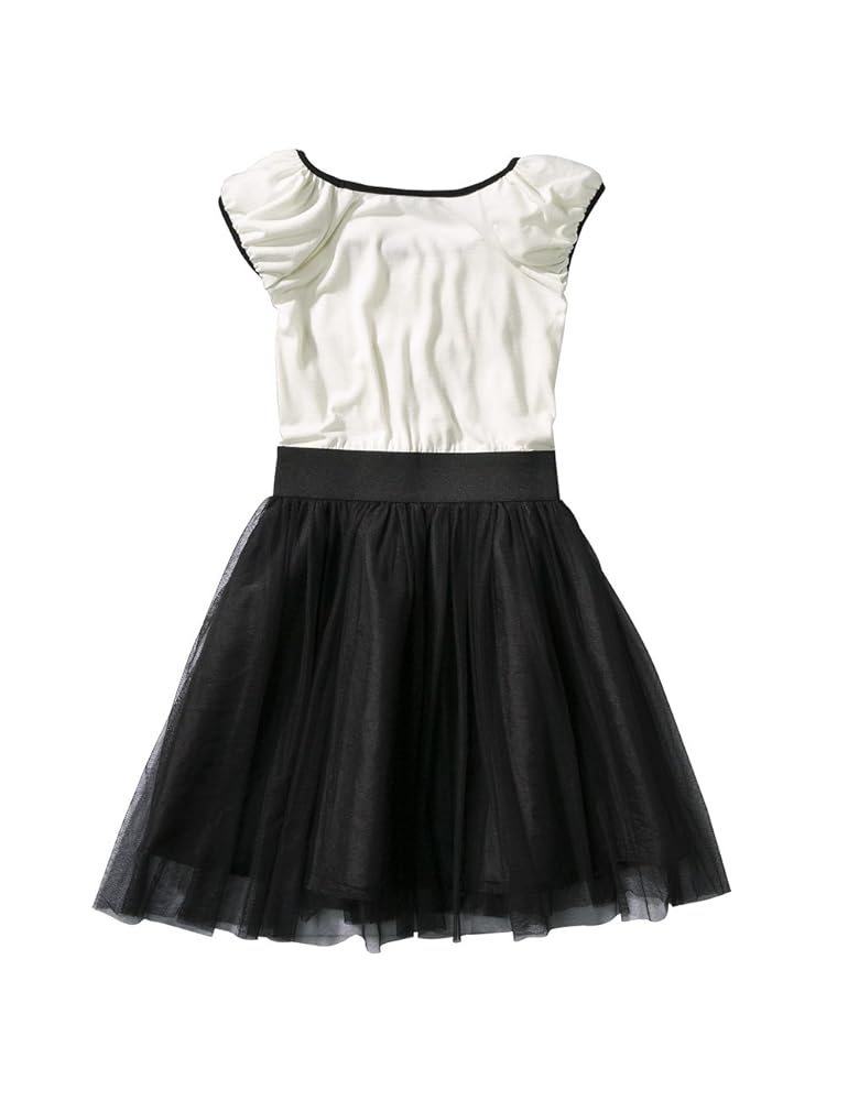 Girls' Disney Sonny Munroe Short-Sleeve Ruffle Dress - Cream/ Black Girls' Disney Sonny Munroe Short-Sleeve Ruffle Dress - Cream/ Black