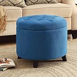 Convenience Concepts Designs-4-Comfort Round Ottoman, Blue