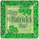 Square Saint Patrick's Day Clover Dinner Plates, 8ct