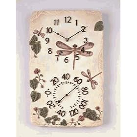 Dragonfly Clock and Thermometer Combo (Multi) (18 H x 11 W) by Chaney Instrument Company