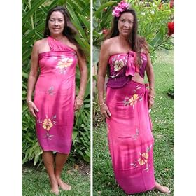 Sarong Wrap - Pigment Rainbow Half/Full Size Hand Painted Hawaiian Aloha Floral Island Pareo - Versatile Cover Up for Men & Women