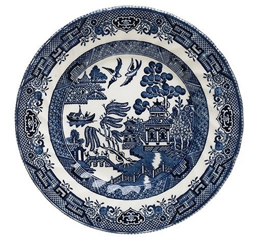 Churchill China Royal Wessex Blue Willow 8-Inch Salad Plates, Set of 4