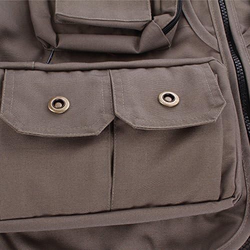 Canvas mesh multi pockets fly fishing hunting photography vest black red grey green
