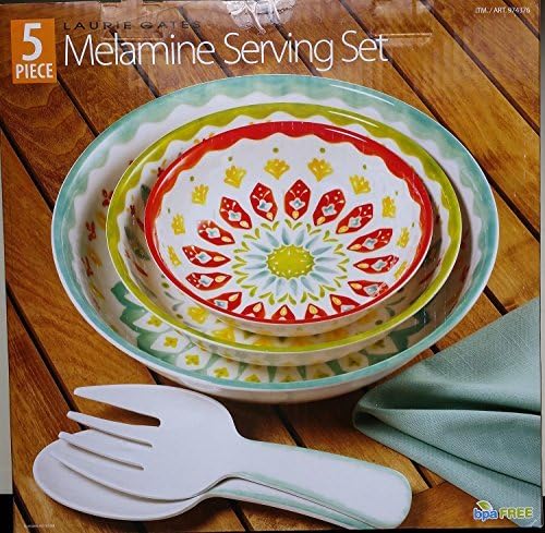 Laurie Gates - 5 Piece Melamine Serving Set - Red & Green & Blue by Laurie Gates