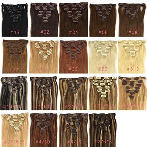 15" 7PCS Clip In Remy Human Hair Extensions 70g (#2/613-darkest brown mix blonde)