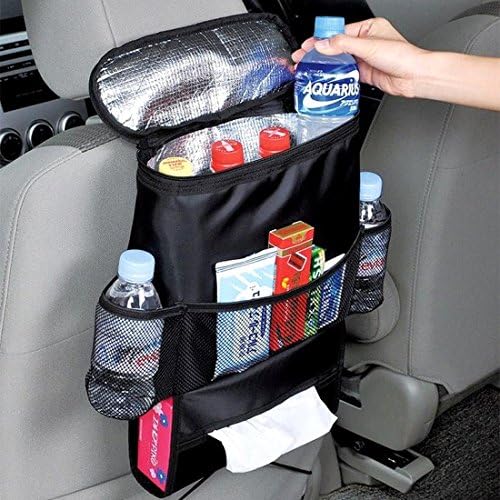 WawaAuto Car Seat Back Organizers, Multi-Pocket Travel Storage Bag, Insulated Car Seat Back Drinks Holder Cooler, Storage Bag Cool Wrap Bottle Bag with Mesh Pockets