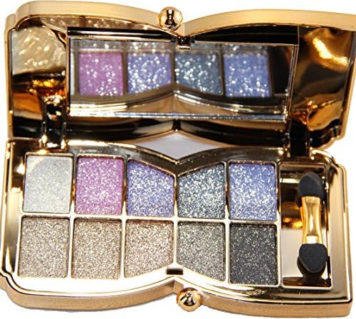 QzoneFire Womens 10 Colors Waterproof Make UP Glitter Eyeshadow Palette with Brush and Mirror