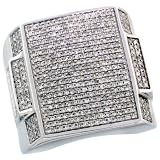 61HJPn zuDL. SL160  14k White Gold Rectangular Mens Diamond Ring, w/ 1.42 Carats Brilliant Cut Diamonds, 15/16  wide