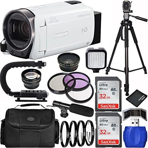 Canon VIXIA HF R700 Full HD Camcorder (White) Bundle with Carrying Case and Accessory Kit (19 Items)