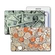 Lenticular Standard Luggage Tag with Clear Plastic Loop, Flips from an image of coins to an image of dollar bills when tilted, LT01-952