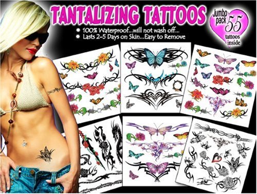 Temporary Tattoos, Tantalizing, 55-Count Packages (Pack of 2)