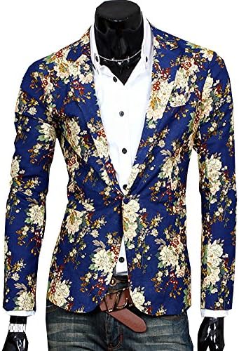 Men's Vintage Floral Flower Pattern Stylish Blazer Jacket Outerwear