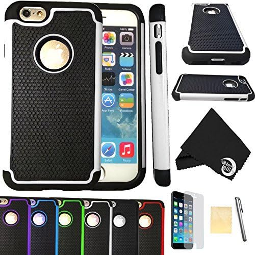 Newbilityusa Soccer Pattern 2-in-1 for iPhone 6 plus iphone 6+ (5.5 inch Screen) Hybrid Shockproof Dirt Dust proof Hard Matte Case Cover (white)