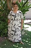 Round Neck Long Dress - Daring Greenhouse Caftan Kaftan Style Hawaiian Aloha Evening Pullover Dress - Plus Size