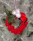 4 Glittery Red & Silver Jingle Bell Wreath Christmas Ornament #886861