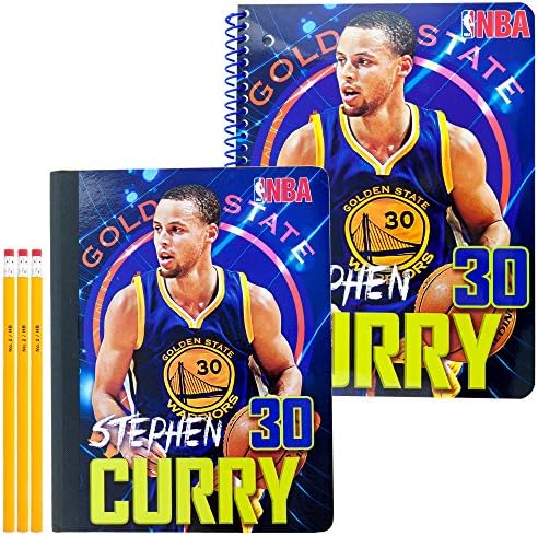 Stephen Curry Back to school Supply kit, 1 Subject Spiral Notebook (80 Ruled Sheets), 1 Composition Notebook (100 Wide Ruled Sheets) and 3 No. 2 HB Pencils | Elementary, Grades, High School, College, University.