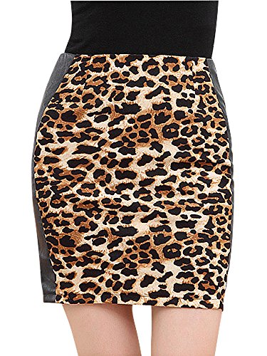 [モノジー] MONOZY レディース レオパード柄 タイトスカート ヒョウ柄 ミニスカート ペンシルスカート ミニ丈 スカート