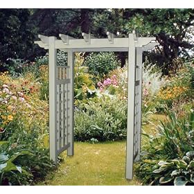 The Plantation Multi Width White Vinyl Arbor by In the Garden and More