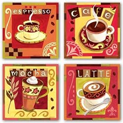 Italian Coffee Set by Jennifer Brinley 10"x10" Art Print Poster