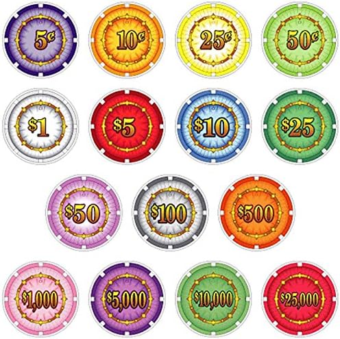 Classic Chipco Protech Ceramic 10gm Poker Chips - 16 Chip Sample Set!