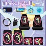 11 Pieces Tinkerbell Optical Tink Combo Front Rear Car Floor Mats Seat Covers Steering Wheel Cover Cd Organizer and Air Vent Pocket Pouch