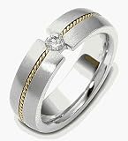 18 Karat Gold and Platinum Comfort Fit Wedding Band Ring with 1 Diamond
