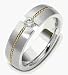 18 Karat Gold and Platinum Comfort Fit Wedding Band Ring with 1 Diamond