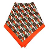 Fendi Red & Brown Logoed Jacquard Silk Square Scarf