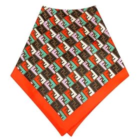 Click here to buy Fendi Red and Brown Logoed Jacquard Silk Square Scarf by Fendi.