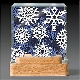 3-Dimensional glass Coaster set with wood holder ~ Snowflakes ~ 4 Drink Coasters ~ code... by AbsorbaStone