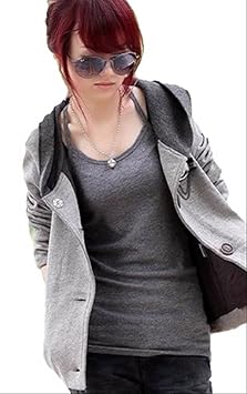 【クリックで詳細表示】(アルファーフープ) α-HOOP アメカジ ボタン フード 付き パーカー グレー グリーン 2 色 レディース 大人 女 性 用 gy99 (5..グレー(Mサイズ))…： スポーツ＆アウトドア