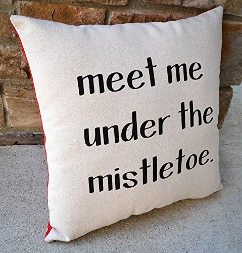 Canvas Christmas Throw Pillow - Meet Me Under the Mistletoe