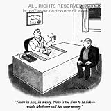 'Now is the time to be sick, while Medicare still has some money' Cartoon print by J.B. Handelsman, Published in The New Yorker on 6/19/1995