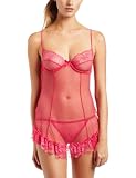 Escante Womens Sheer Delight Nightgown, Racy Pink, Medium