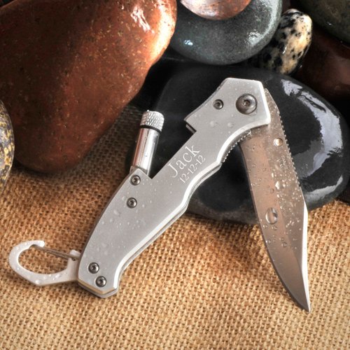 Baby Keepsake: Personalized Klondike Lockback Knife with Flashlight