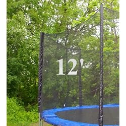 12' (framed) Trampoline Enclosure Net covers all 6 poles with sleeves, Fits only 2" thick poles