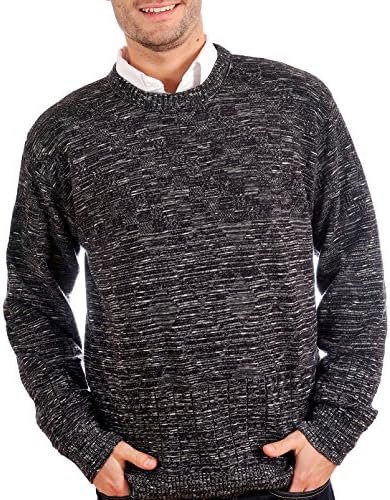 Tosani Men's 100% Cotton Knitted Crew Neck Pullover Sweater. Black. Size: M.
