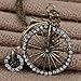 CHILDCITY Vintage Cute Antique Bronze Bicycle Crystal Inlay Pendant Metal Chain Necklace