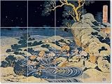 Katsushika Hokusai Ukiyo-E Tile Mural Contemporary Home Remodeling | 24x32 using (12) 8x8 tiles