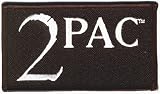 2Pac - White Logo on Black Rectangle - Embroidered Iron On or Sew On Patch (Tupac Shakur / 2 Pac)