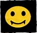 Vampire Happy Face / Smiley Face - Screenprinted Sew On or Pin On Cloth Patch (fangs)