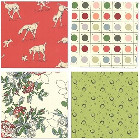 Purebred Horse Half Yard Cotton Fabric Bundle of 4 Different Fabrics Moda Erin Michaels