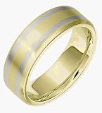 7mm Wide 14 Karat Two-Tone Gold Classic Wedding Band Ring