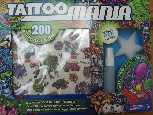 Temporary Tattoo Mania Kit glow in dark tattoo ink. Temporary Tattoo Mania Kit
